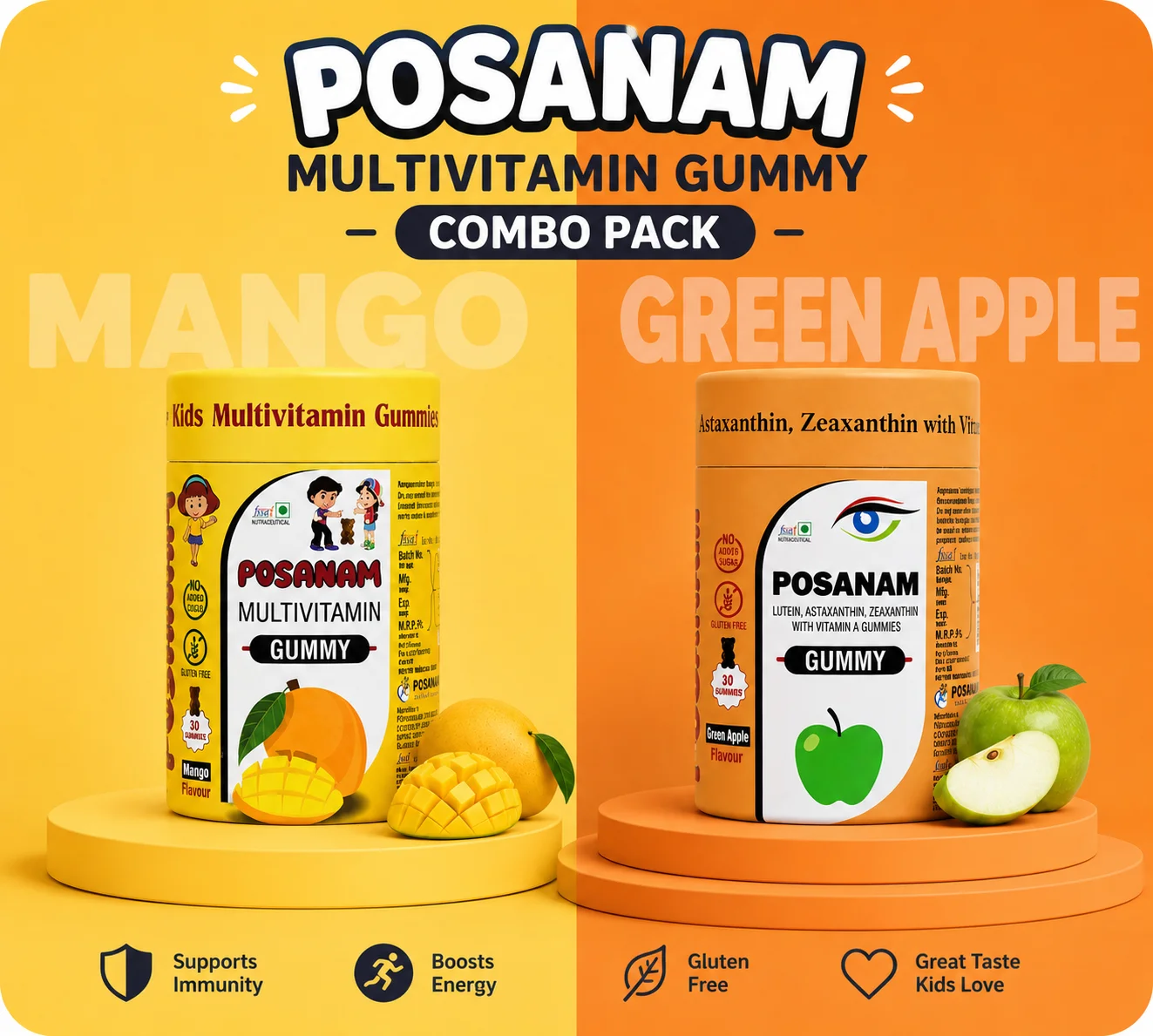 Kids Multivitamin Gummies + Lutein, Astaxanthin, Zeaxanthin with vitamin Gummies (Eye Care)