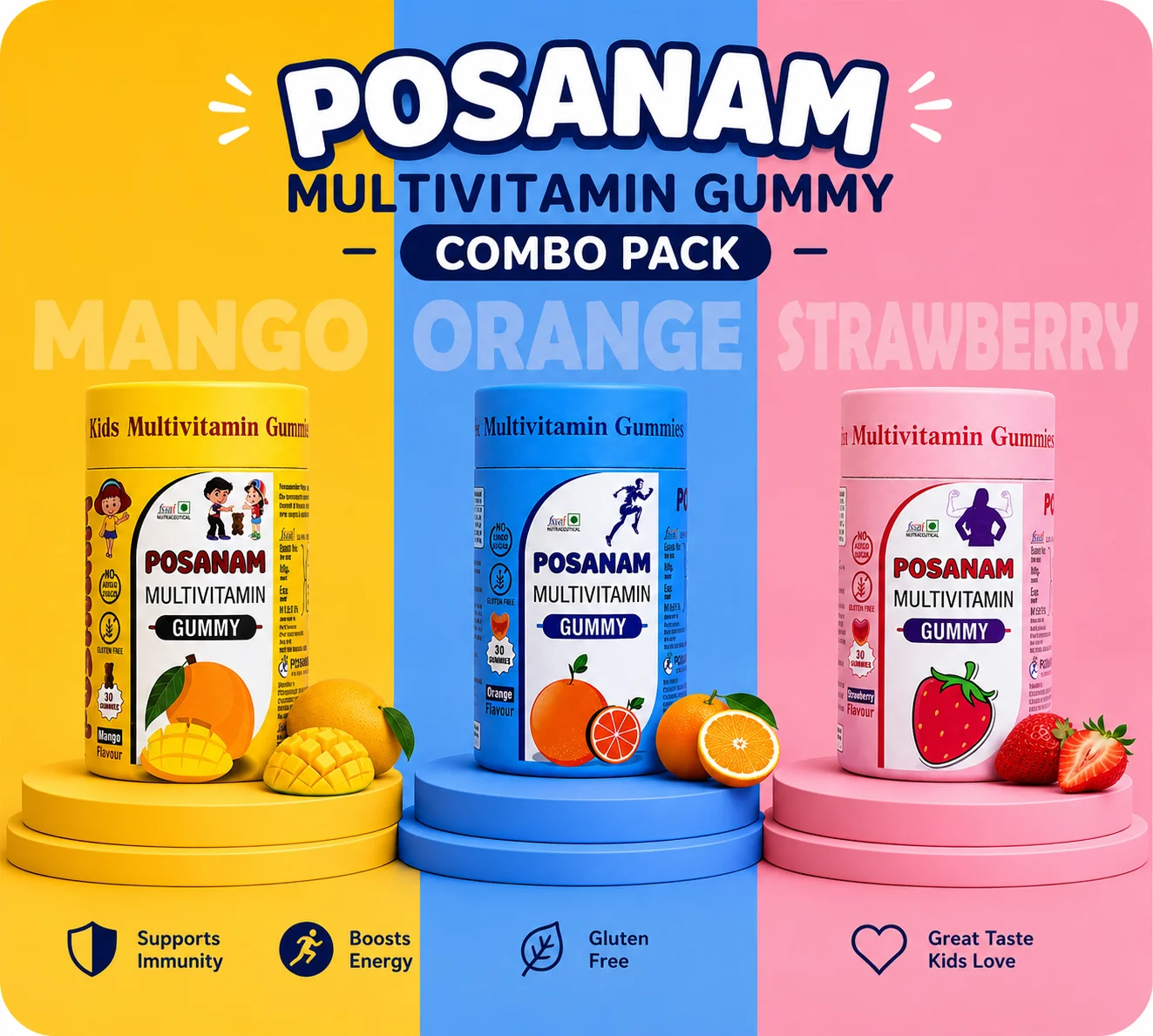 Men Multivitamin Gummies + Women Multivitamin Gummies + Kids Multivitamin Gummies